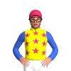 Yellow, Cerise Stars, Royal Blue Sleeves, Cerise Cap