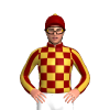 Maroon, Gold Checks, Striped Sleeves And Pom Pom