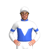 Royal Blue, White Vee Yoke And Sleeves, Royal Blue Armbands, White Cap