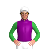 Purple, Green Sleeves, White Cap