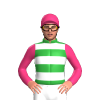 Green, White Hoops, Pink Sleeves And Cap