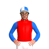 Red, White AW Lettering, Blue Sleeves, Quartered Cap