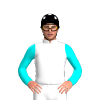 White, Aqua Sleeves, Black Cap, White Spots