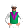 Emerald Green, Purple Vee, White Sleeves And Cap
