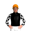 Black, Orange Triangular Panel, White Checked Sleeves, Orange Cap