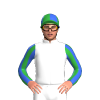 White, Green And Royal Blue Waikato Stud Logo, Striped Sleeves, Quartered Cap