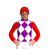 Purple, White Diamonds, Red Sleeves And Cap