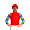 Red And White Diamonds, Gold And Blue Hooped Sleeves, Red Cap