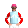 LIGHT BLUE, WHITE ZIGZAG CHEVRON,RED SLEEVES, WHITE DOUBLE ARMBANDS, Pink cap