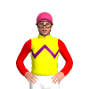 YELLOW, PURPLE ZIGZAG CHEVRON , RED SLEEVES, Pink cap