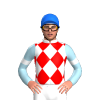 WHITE, RED DIAMOND CHECKS, LIGHT BLUE SLEEVES, WHITE ARMBANDS, Blue cap
