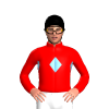 RED, SKY BLUE DIAMOND BAND, RED SLEEVES, SKY BLUE DIAMOND, Black cap