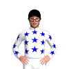 WHITE , MEDIUM BLUE STARS, WHITE SLEEVES, MEDIUM BLUE STARS, Black cap