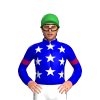 MEDIUM BLUE, WHITE STARS, MEDIUM BLUE SLEEVES, JAZZBERRY JAM ARMBANDS, Green cap