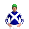 NAVY, WHITE CROSSED SASHES, STRIPE SLEEVES, WHITE ARMBAND, CUFF, Green cap