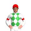 WHITE, GREEN DIAMONDS, RED ARMBAND, Red cap