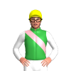 GREEN, LIGHT PINK RIGHT SASH, WHITE SLEEVES, Yellow cap