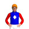 MEDIUM BLUE, WHITE DIAMOND BAND, RED SLEEVES, Orange cap
