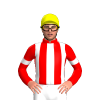 WHITE, RED STRIPES, SLEEVES, WHITE ARMBANDS, RED COLLAR, Yellow cap