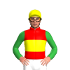 RED, YELLOW BAND, GREEN SLEEVES, Yellow cap
