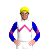 WHITE, MAGENTA ZIGZAG CHEVRON, MEDIUM BLUE SLEEVES, MAGENTA CHEVRON, Yellow cap
