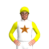White, Brown Star, Yellow Sleeves And Cap