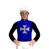 Navy Blue, Grey Maltese Cross, Black Sleeves, White Cap