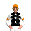 Black, White Stars, White Sleeves, Orange Armband And Cap