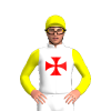 White, Red Maltese Cross, Yellow Sleeves And Cap