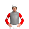 Grey, Red Sleeves, White Armbands And Cap