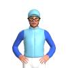 Sky Blue, Royal Blue Dots and Sleeves, Baby Pink Lightning Bolt, Sky Blue Cap, Royal Blue Dots