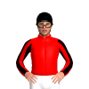 Red With Black Diamond, Black Striped Sleeves And Black Cap