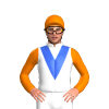 White, Royal Blue V, Orange Sleeves And Cap