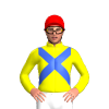 Yellow, Royal Blue Crossed Sashes, Red Cap