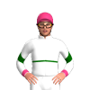White, Dark Green Double Chevron Band And Sleeves, Pink Cuffs And Cap