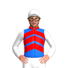 Red And Blue Chevrons, White Sleeves And Cap