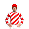 WHITE, RED DIAGONAL STRIPES, HOOPS SLEEVES, CAP