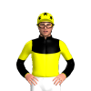 YELLOW,BLACK YOKE,COLLAR,SLEEVES,YELLOW HALVED SLEEVES,YELLOW CAP,BLACK STARS CAP