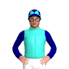 TURQUOISE, NAVY FIVE DIAMONDS, NAVY SLEEVES, TURQUOISE DIAMOND ARMBAND, NAVY CAP, TURQUOISE DIAMONDS