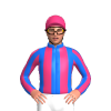BLUE, PINK STRIPES, WHITE SLEEVES, PINK STRIPES, PINK CAP