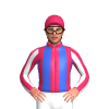 CERISE , ROYAL BLUE STRIPES, CERISE , WHITE STRIPED SLEEVES, CERISE CAP