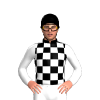 BLACK , WHITE CHECKS, WHITE SLEEVES, BLACK CAP