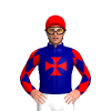 NAVY , RED MALTESE CROSS, NAVY SLEEVES, RED DIAMONDS, RED CAP