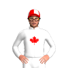 WHITE, RED MAPLE LEAF, WHITE SLEEVES, RED & WHITE QUARTERED CAP