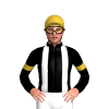 BLACK, WHITE BRACES, GOLD ARMBAND, CAP
