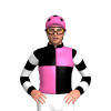 Black, Hot Pink Quarters, White Hooped Sleeves, Hot Pink Cap, Black Spots