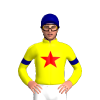 YELLOW, RED STAR, YELLOW SLEEVES, NAVY ARMBANDS, NAVY CAP