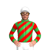 GREEN,RED DIAGONAL STRIPES,HOOPS SLEEVES,WHITE CAP