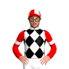 WHITE, BLACK DIAMONDS, RED SLEEVES, WHITE ARMBANDS, QUARTERS CAP
