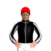 BLACK, SILVER SEAMS, SILVER STRIPES SLEEVES, RED CAP